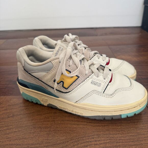 New Balance 550 Mens Size 5 White Surf Sea Salt Yellow Cream Blue GSB550SC - Picture 2 of 8